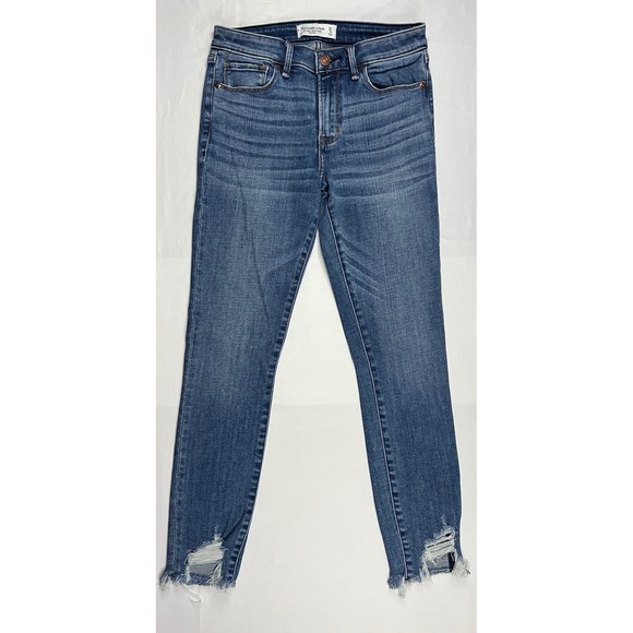 Abercrombie & Fitch Denim - Abercrombie & Fitch Super Skinny Ankle Jeans Mid Rise Distressed 4R Blue